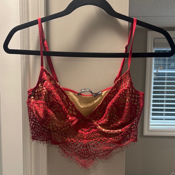 For Love And Lemons Other - For Love & Lemons Red Lace Bralette